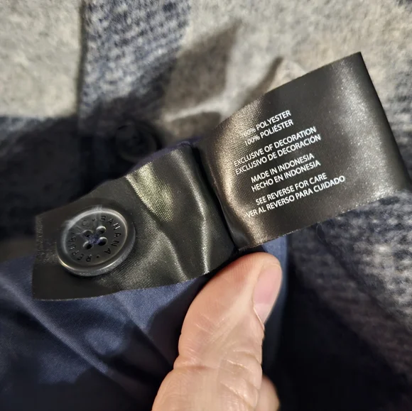 Banana Republic Navy Gray Buffalo Check Shirt Jacket Shacket XL Preppy Classic - Picture 5 of 8